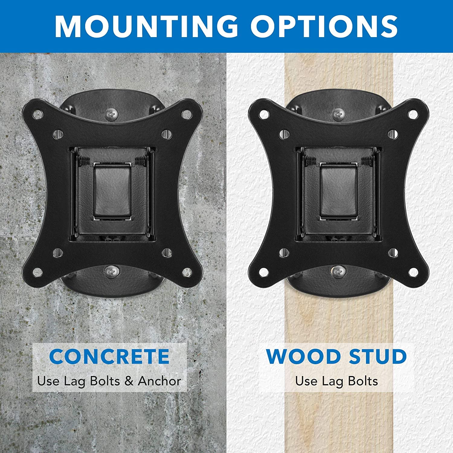 Small TV Wall Mount for 19–32 Inch Flat Screen TVs | Tilt and Swivel TV Wall Mount | Low Profile 2.4” Design | 75x75 100x100 | Single Stud Installation | 44 lb Capacity