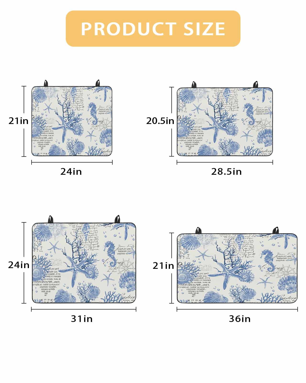 nqOlkjepod Large Induction Cooktop Protector Mat 36"x21", Blue Seashells Stove Top Covers for Electric Stove, Coastal Nautical Ocean Starfish Coral Stove Burner Cover Mats, Glass Top Stove Cover