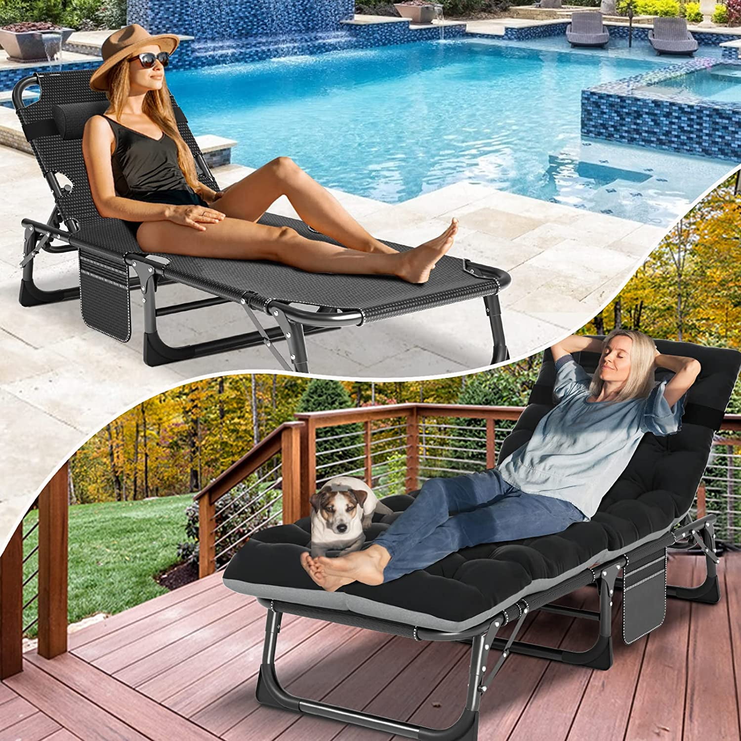 real living folding patio lounger