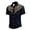 Navy, variant on Classic Western Denim Short Sleeve Shirt Leopard Print Button Down Top with Snap Pockets for Cowboy Style Black L