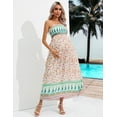 thumbnail image 5 of OYang Women's Maternity Dresses Boho Strapless Summer Casual Floral Maxi Dress Green&Yellow-S, 5 of 7