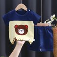thumbnail image 2 of Paguaki Baby Girls Boys Toddler Clothes 2pcs Summer Lovely Graphic Short Sleeve T-Shirt Tee Elastic Waist Shorts Set with Pockets, 2 of 4