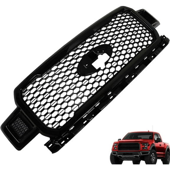 OTTULUR Front Bumper Grille Hood Grill Assembly Agate Black Replacement for 2018 2019 2020 F-150 Pickup JL3Z8200SL