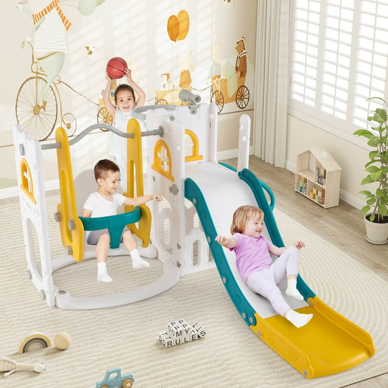 Costway 7-in-1 Toddler Slide & Swing Set Indoor Playground for