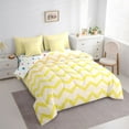 thumbnail image 3 of Feelyou Abstract Child Twin Bedding Sets 7pcs, Stripe Waves Yellow Bedding Comforter Set, 3 of 8