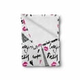 thumbnail image 2 of Paris Soft Flannel Fleece Throw Blanket, Eiffel Tower Lipstick Kiss Heart Shape Words Love Touristic Architecture, Cozy Plush for Indoor and Outdoor Use, 50" x 60", White Black Pink, by Ambesonne, 2 of 6