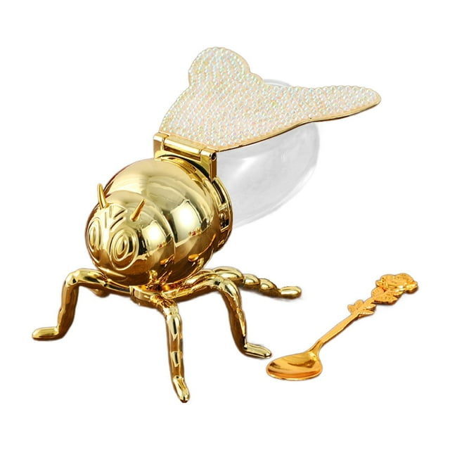 Luzkey Bee Honey Jar Luxurious Spoon Included for Festive Housewarming Gift Kitchen Gold