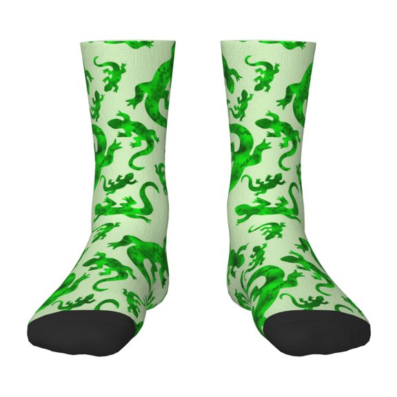 Rateoe Green Lizard Pattern Children's Socks, Socks Gifts ,kids Crew Soft Cotton Socks , Moisture-Wicking, Durable, Ideal for Daily Wear & Sports