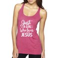 thumbnail image 1 of Wild Bobby Just A Girl Who Loves Jesus Inspirational/Christian Women Tri-Blend Racerback Tank Top, Vintage Pink, Small, 1 of 5