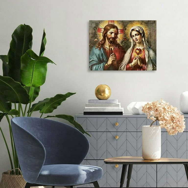 JEUXUS Jesus and Virgin Mary Wall Art Jesus Christ and