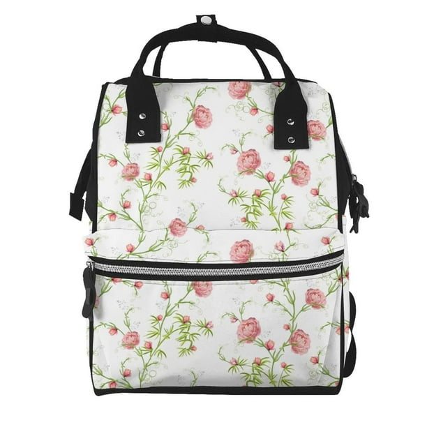 Disketp Roses Flowers Mochila de Pañales de Gran Capacidad con Múltiples Bolsillos, Mochila de Viaje Multifuncional para Bebé, Unisex, Moderna y Resistente
