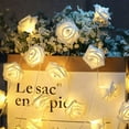 thumbnail image 3 of Guirnalda de luces que funciona con pilas para interiores con luz LED, rosas blancas con iluminación cálida, decoración perfecta para el hogar para dormitorio, fiesta, evento Fokelyi HMJM427-2, 3 of 8