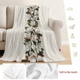 thumbnail image 5 of Botanical Flowers Blanket Soft Cozy Warm Throw Blanket for Couch, Plush Fuzzy Flannel Fleece Blankets for Sofa, Farmhouse Floral Beige Wooden Grain Bed Blankets Lightweight Gifts for Women, 32"x48", 5 of 9