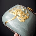 thumbnail image 4 of Ceramic Tea Storage Containers with Golden Lotus Pattern and Tassel Decoration, Vintage Chinese Style Tea Jar Tea Leaves Sealing Can Storage Can for Chocolate, Sugar, Spices, 4 of 6