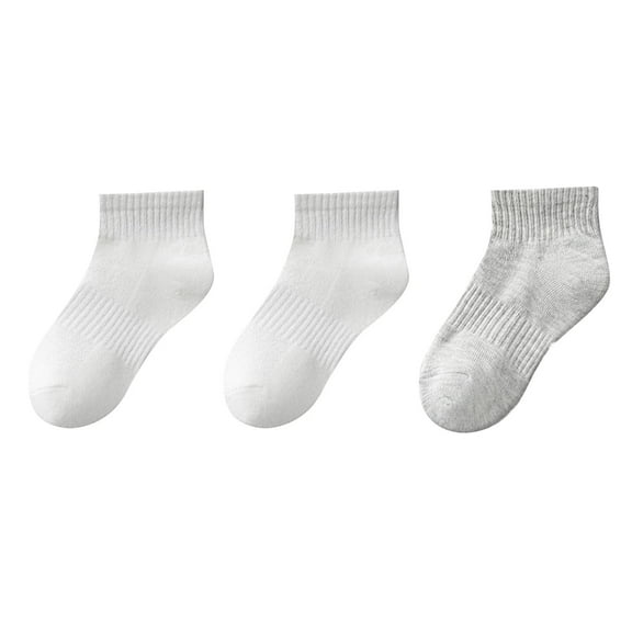 Lovskoo Children's 3PC Boys And Girls Student Solid Color Cotton Short Tube Socks Sports Socks Sweat Absorbing And Odor Proof Socks 3 Years Dark Gray