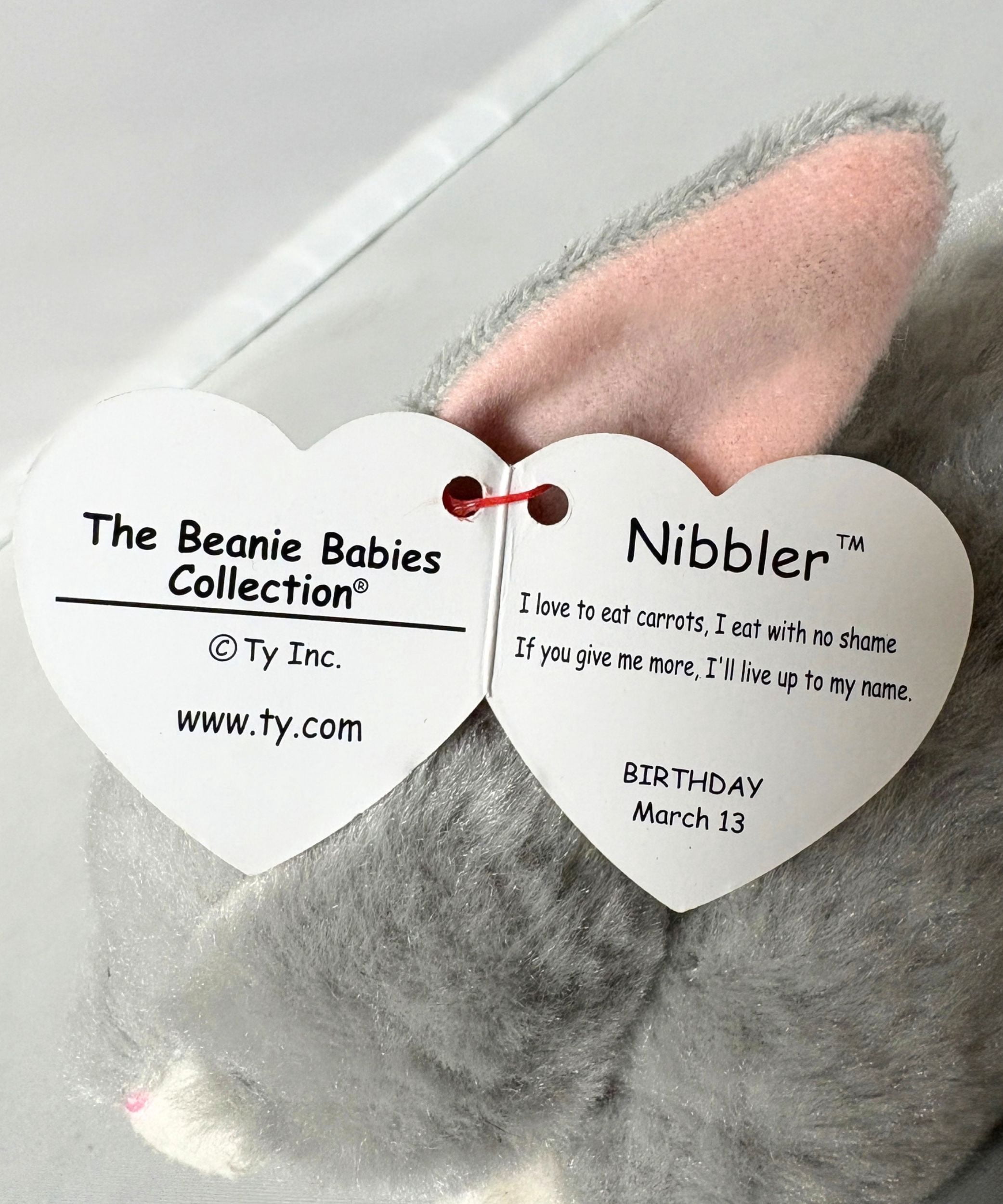 Ty Beanie Baby - Nibbler the Gray Bunny, (3