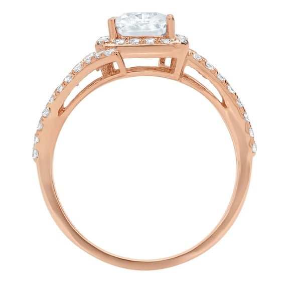 1.935 ct Emerald Cut Natural Swiss Blue Topaz Solitaire with Accents Engagement Ring for Women in 14K Rose Gold