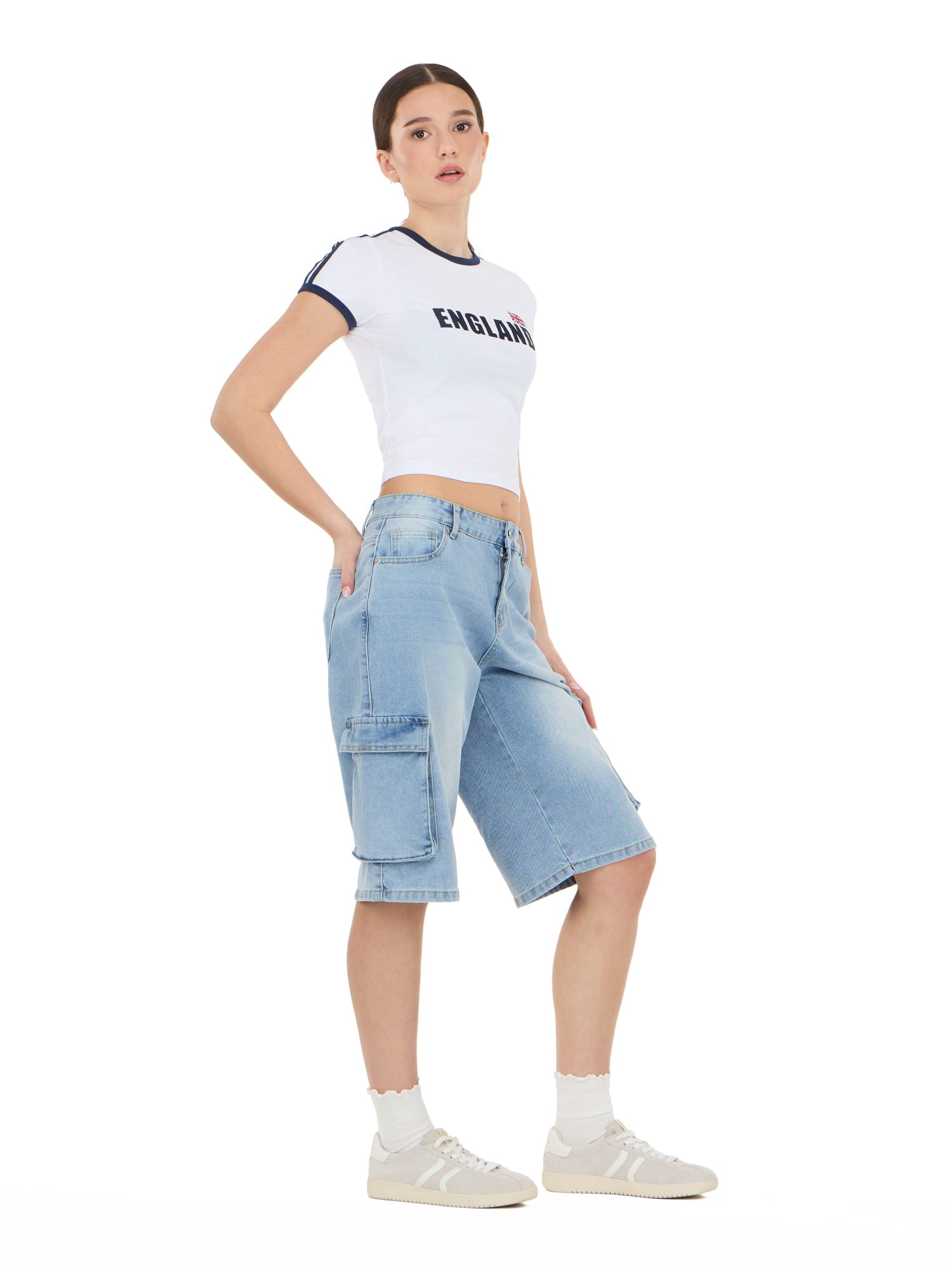 Forever 21 Women's Short Sleeve England Soccer Ringer Tee Shirt, Sizes XXS-XXL