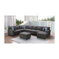 thumbnail image 2 of Faith Dark Gray Linen Fabric 8Pc Sectional Sofa Chaise and Ottoman, 2 of 3