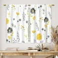 thumbnail image 3 of Boho Yellow Flower Kitchen Curtains Floral Plant Wildflower Bathroom Curtains Window Treatment Drapes Tier Plant Botanical Cafe Small Bedroom Short French Door Curtains 2 Panels 27.5x39 Inch, 3 of 6