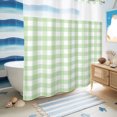 thumbnail image 6 of No Hook Shower Curtain, Green Checked Shower Curtains for Bathroom with See Through Top Window, Farmhouse Buffalo Plaid Country Grid Waterproof & Washable Bath Curtain Long 72"x78", 6 of 9