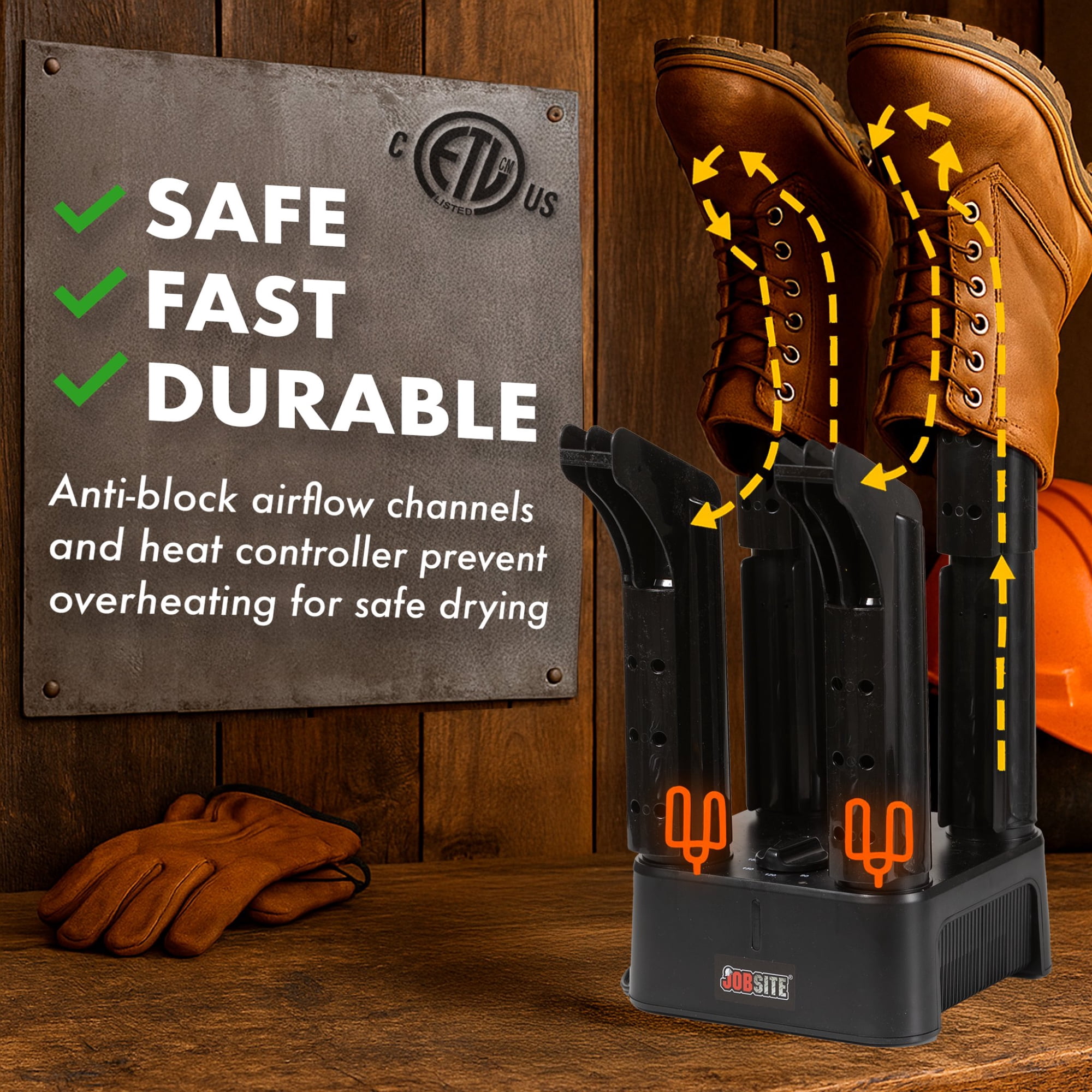 JobSite Boot Dryer with Heat Blower Fan, Glove & Shoe Dryer