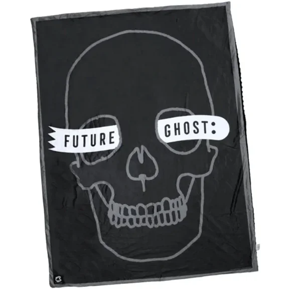 Creepy Co. Future Ghost Skull Throw Blanket 48""x60"" Horror Halloween, Black, 40165950292139