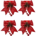 thumbnail image 6 of Monebena 4pcs Christmas Bow, Silver Wreaths Bows, Large Glitter Ribbon Bow Tie, Large Xmas Bows, Wreath Ornament Decor for Christmas Tree Party Gift, 9.8 x 11.8, 6 of 11
