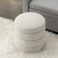 thumbnail image 3 of GZXS Modern Velvet Round Ottoman, 16.93" Upholstered Footrest Stool with Wooden Frame, No Assembly Needed, for Living Room & Bedroom (Ivory), 3 of 7