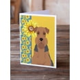 thumbnail image 2 of Summer Sunflowers Grizzle and Tan Airedale Terrier Greeting Cards and Envelopes Pack of 8 7 in x 5 in, 2 of 3