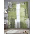 thumbnail image 3 of Sage Green Abstract Semi Sheer Curtains 96 Inch Length 2 Panels Set, Modern Mottled Art Oil Painting Sheer Kitchen Curtain Privacy Voile Window Curtain for Living Room Bedroom Rod Pocket Drapes, 3 of 7