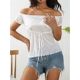 thumbnail image 3 of Fairy Lace Grunge Aesthetic Short Shirts for Women Square Neck Short Sleeve Vintage Graphic Print Lace Summer Tee, 3 of 6