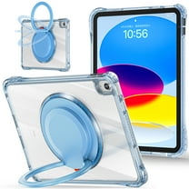 for iPad 11th Gen A16 2025 Case with Rotatable Stand Portable Handle, Protective Clear Shockproof Dropproof Rugged Carrying Shoulder Strap Kids Friendly Cover for iPad 10th Gen 10.9" 2022, Lightblue