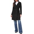 thumbnail image 2 of INSPIRE CHIC Women's Faux Suede Trench Coat Notched Lapel Double Breasted Mid-Long Overcoat Fall Winter Jacket with Belt XS Black, 2 of 6