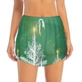 thumbnail image 2 of Pofeuu Christmas Green Print Women's Athletic Shorts Running Workout Shorts Tummy Control Quick Dry Gym Shorts with Pockets Double layer sports shorts-Large, 2 of 7