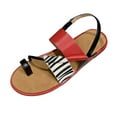 thumbnail image 4 of Anuirheih Fashion Women's Shoes Breathable Zebra-stripe Flat Outdoor Leisure Sandals Sandals Women (Red), 4 of 7