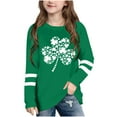 thumbnail image 2 of Kilaqueen St Patricks Day Kids Shirt Long Sleeve Crew Neck Shamrock Print Pullover Tops Casual Trendy Festival Vacation Tees 3-14Y, 2 of 5
