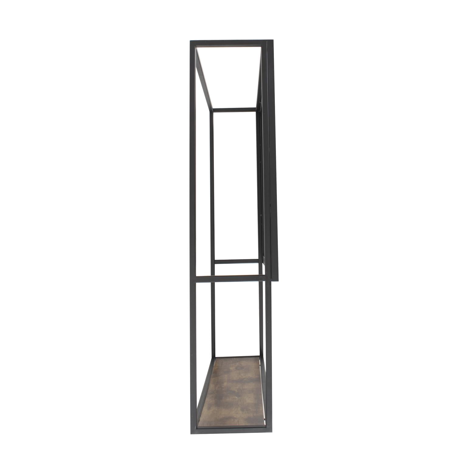 Tyler Dillon Matte Black Industrial Wall Mirror with Bottom Shelf 31.5"H