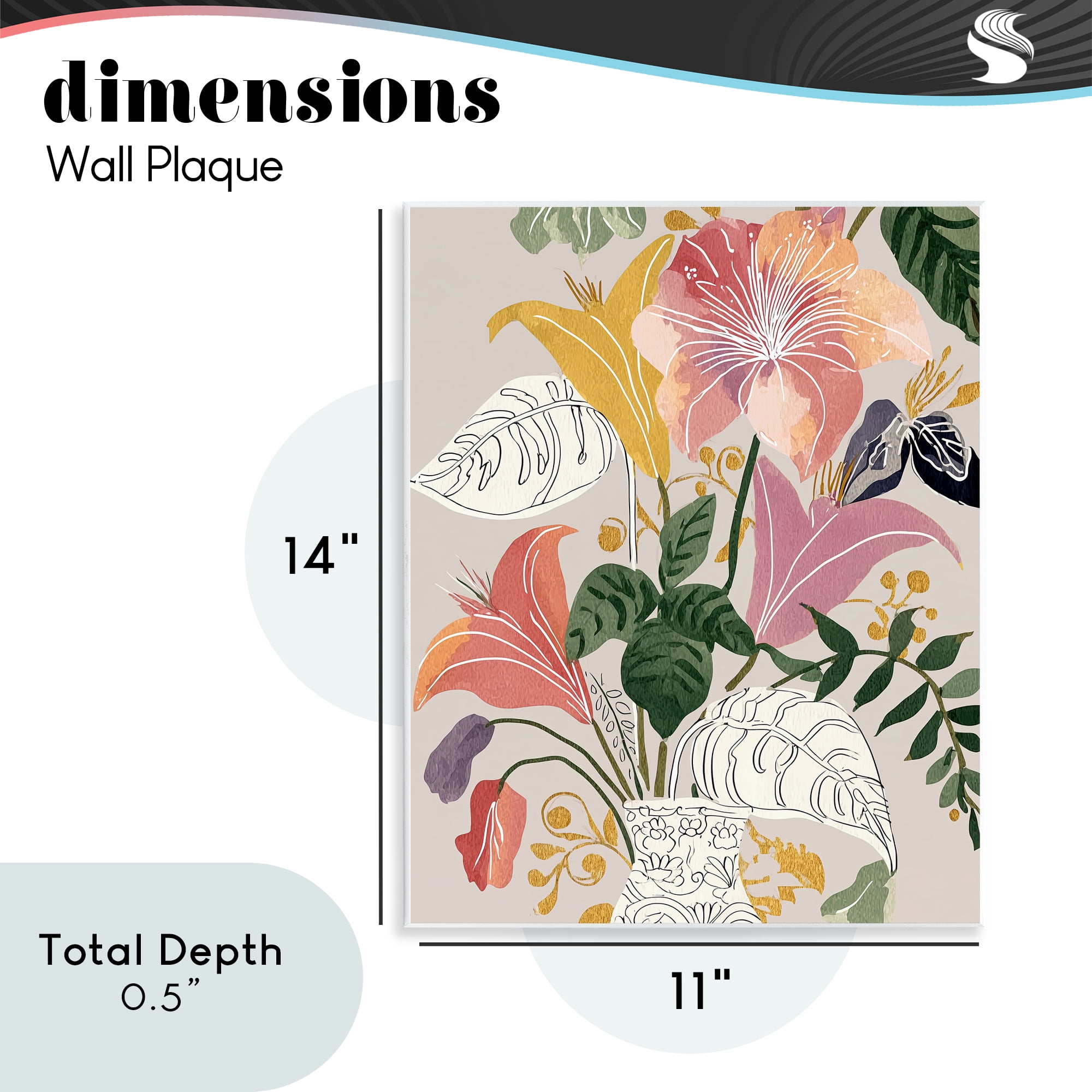Playful Flower Bouquet Wall Plaque Art, design by Annabelle Hall