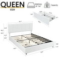 thumbnail image 3 of VECELO Queen Size Bed Frame with 4 Storage Drawers, Upholstered Platform Bed Frame with Adjustable Headboard, Wood Slat Support/Easy Assembly, White, 3 of 11