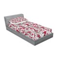 thumbnail image 2 of Ambesonne Vintage Fitted Sheet & Pillow Sham Set, Blooming Spring Branches, Twinxl, Dark Brown and Dark Coral, 2 of 2