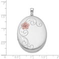 thumbnail image 3 of Sterling Silver Rhodium-plated W/ Enamel Flowers 34mm Oval Locket, 3 of 3