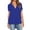 Blue, variant on Women Ladies V Neck Short Sleeve Front Short Back Long Solid Loose Chiffon Shirt Top for Plus Size, XL, Blue