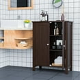 thumbnail image 3 of Patiojoy Bathroom Storage Cabinet Floor Storage Freestanding Organizer Cabinet Brown, 3 of 6