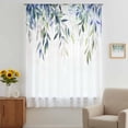 thumbnail image 3 of Blue Green Leaves Sheer Curtains 72 Inches Long, Watercolor Spring Botanical Branches Light Filering Curtains, Breathable Simi Curtain Privacy Drapes for Living Room Bedroom Window Treatment, 3 of 9