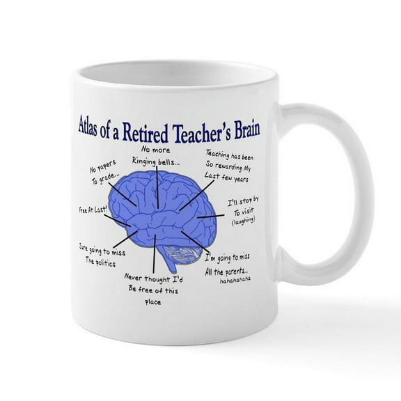 CafePress - Atlas Of A Retired Teachers Brain Mugs - 11 oz Ceramic Mug - Novelty Coffee Tea Cup