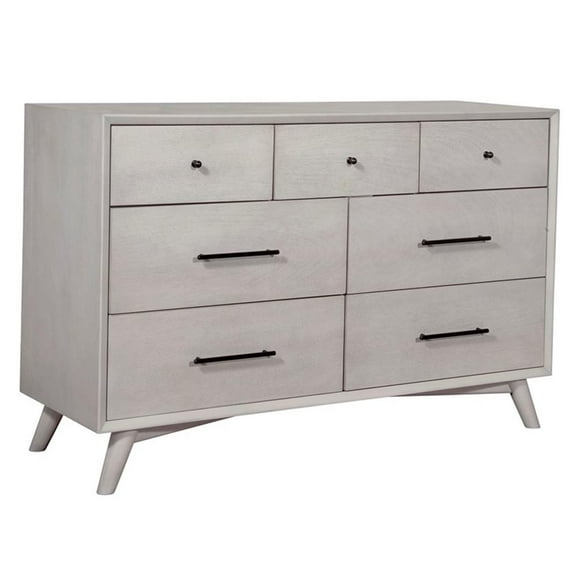 Allora Mid Century Modern Wood 7 Drawer Dresser in Gray
