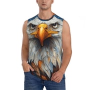 Mens Sleeveless T-Shirt Athletic Tank Top Gym Workout Muscle Tee, Bald Eagle