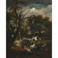 thumbnail image 3 of Pandolfo Reschi 20x24 Black Modern Framed Museum Art Print Titled - A Wooded Landscape with Bandits Ambushing a Carriage, 3 of 5