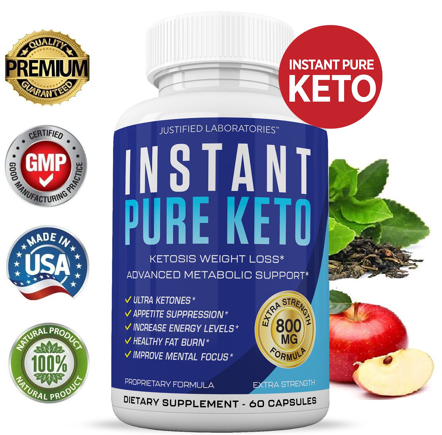 Instant Pure Keto Pills Advanced BHB Boost Ketogenic Supplement Exogenous Ketones Instaketo ...